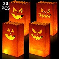 Outus 20 Piezas Bolsas de Calabaza de Halloween Bolsas Luminarias de Vela Bolsas de Linterna de Papel para la Decoración…